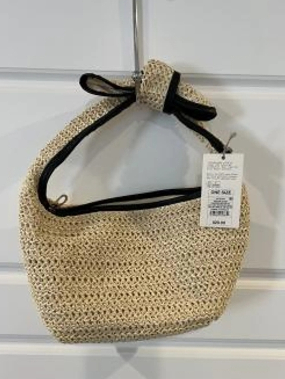 NWT - A New Day Woven Straw Shoulder Bag - Cream/Black (MEDIUM)